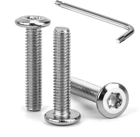 Tunejoy Viti a Testa Piatta Torx M6 x 30 mm Vite a Testa Esagonale Bulloni in Acciaio Inox A2 V2A Bulloni per Mobili con Chiavi a T30 Filettatura Completa 30 Pezzi