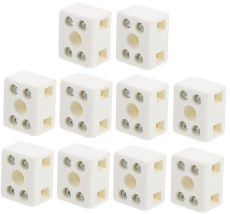 Mikikit 10pezzi Pz Morsettiere in Ceramica Resistente Alte Temperature Connessioni Elettriche Stabili Ad Alta Frequenza Terminali in Materiale Robusto Per Fili Blocchi Connettori Efficaci
