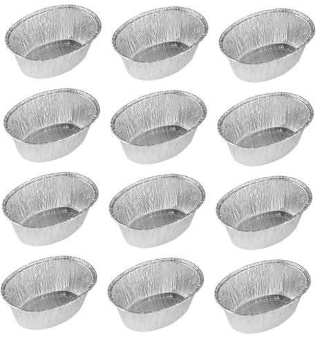 COLLBATH 125pcs Oval Tin Foil Bowls and Large-Capacity Disposable Tinfoil Trays, Practical Foil Plates for BBQ, Baking, Food Storage, and Catering in Outdoor and Kitchen Use