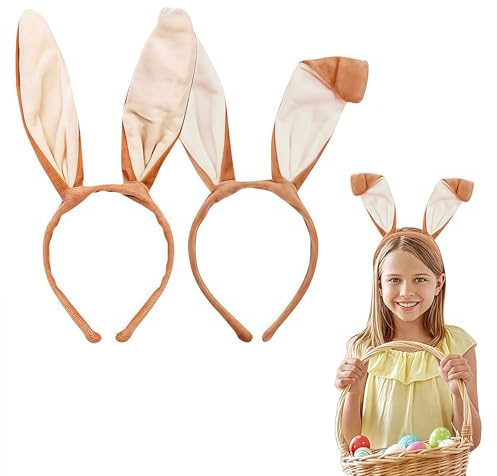 SDXCJY Orejas de conejo, orejas de animal, 2 orejas de conejo, accesorios de pelo de conejo de felpa para mujeres y niñas, Pascua, carnaval, cosplay, accesorios de fiesta, carnaval, Pascua (marrón)