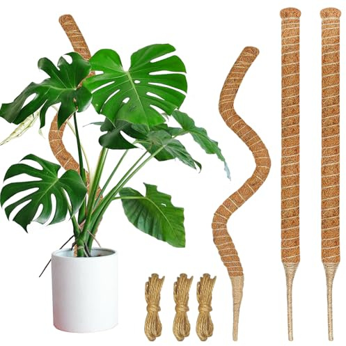 Dimpoo 3 Pack Moss Pole, 26.8-Inch Moss Poles for Plants Monstera, Bendable Plant Support Stakes for Climbing Plants Indoor, Garden Trellis Plant Stick for Potted Plants, Pothos Philodendron