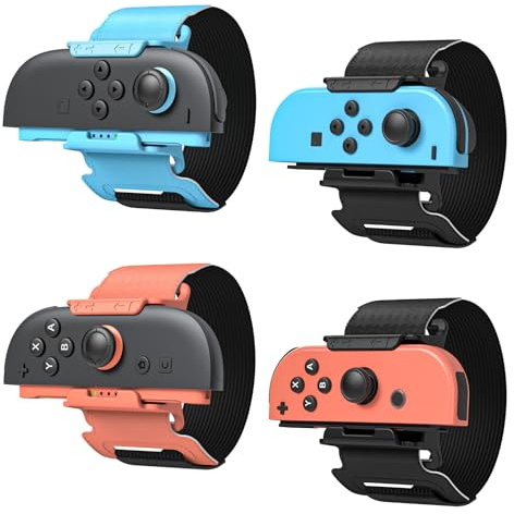 MENEEA 4er-Pack Armbänder für Just Dance 2026 2025 2024 & Zumba Burn It Up [für Switch 2/1], verstellbare elastische Riemen-Zubehör für Joy-Con 2, für Erwachsene & Kinder (Switch 2 (2025))
