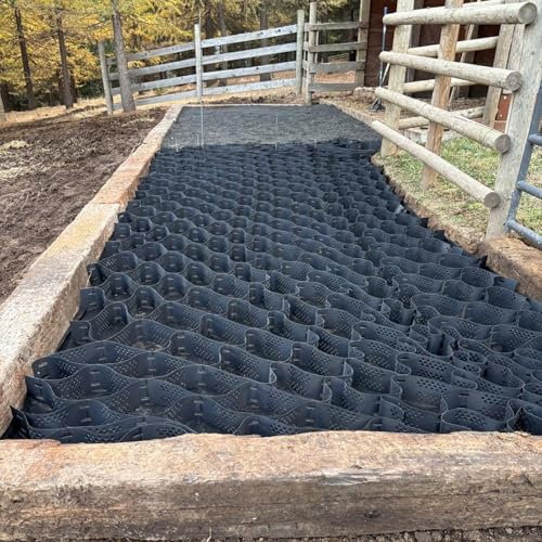 Stabilisateur Gravier Gazon Dalle Stabilisatrice Grille de renforcement de sol en PEHD pour fermes, robuste, stabilisateur de gravier de 5 cm d'épaisseur, avec trou de drainage pour allée, paddocks et