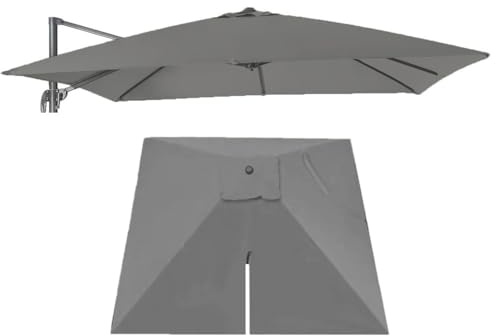 RTVGNSZSJL 8 Baleines Auvent De Rechange pour Parasol Déporté Carré 3x3m 2.5x2.5m Toile De Rechange pour pour Parasol De Terrasse Housse De Rechange Protection UV(Grey,3x3m (10'x10'))
