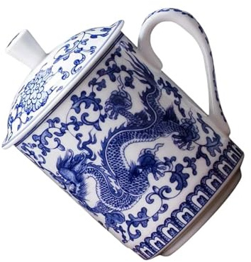 Healifty Taza de Cerámica Azul y con Tapa Vaso Grande para Leche Café y Té Doméstico para Oficina y Restaurante Diseño y Suaves