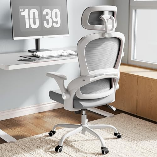 TRALT Ergonomischer Bürostuhl - Schreibtischstuhl mit Verstellbare Kopfstütze Höhenverstellbarer Bürostuhl Büro Stuhl - Office Chair Ergonomic Desk Chair - Gaming Stuhl 150kg für Lange Zeit Grau