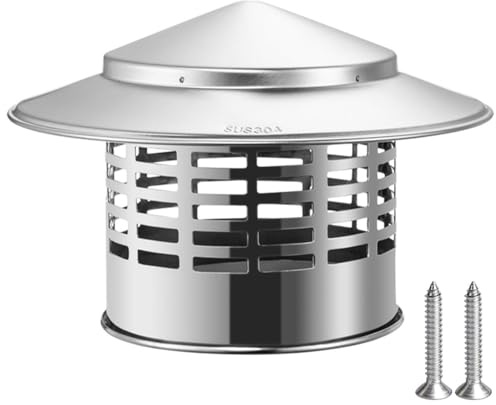 Schornstein Regenhut aus Edelstahl 304, Schornsteinaufsatz mit Vogelschutzgitter, 40 50 63 75 100 110 160 200 220 mm Schornsteinabdeckung Runder for Kamin und Ofenleitungen(50 mm)