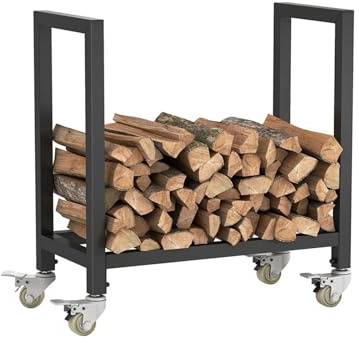 Carrello for La Legna Da Ardere - Facile Da Spostare Grazie Alle Ruote Bloccabili, Robusto Porta Legna for Caminetto, Braciere Da Esterno E Organizzazione Degli Spazi Interni Cestini Portalegna