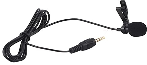 Kikumi Mini Microfono a Condensatore Cablato con Presa Jack da 3,5 Mm con Clamp/Holder Sul Risvolto per Registrare Discorsi