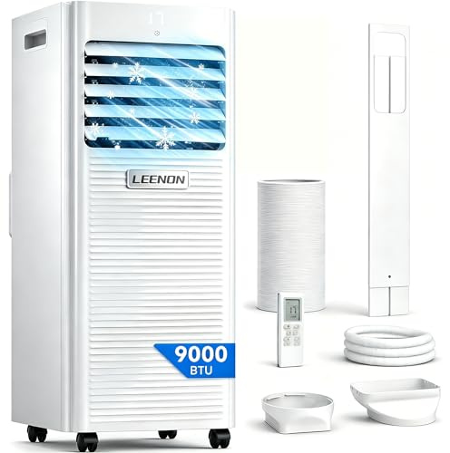 LEENON 9000 BTU Condizionatore Portatile, 4 in 1 Climatizzatore Portatile Deumidificatore Ventilazione e Modalità Sonno, Aria Condizionatore mit Telecomando, Timer 24 Ore, Kit Tubo di Scarico (35 m²)