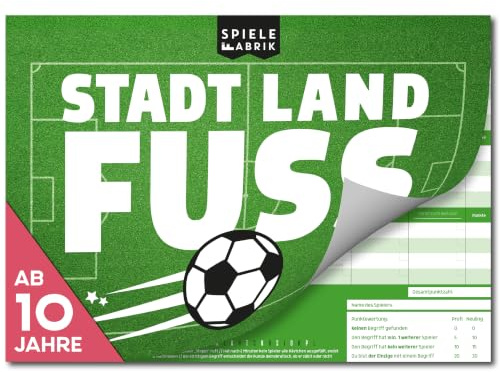 Stadt Land Fussball Der Spielblock A4 mit 24 Fussball-Kategorien | Spiele-Klassiker 2.0 als Partyspiel, für Fußball-Fan als Geschenk-Idee, DIN A4-Block | 50 Blatt