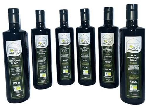Oro del Parco Olio Extravergine di Oliva Biologico Coratina 6x750 ml – EVO Monocultivar Estratto a Freddo, 100% Italiano Gusto Intenso Gourmet