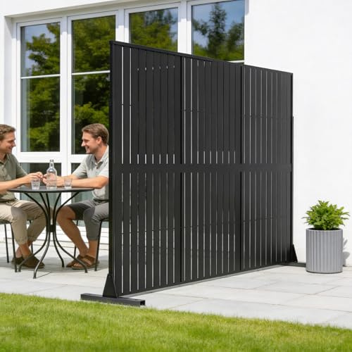 XMTECH Metall-Trennwand 180x123 cm, freistehender Gartensichtschutz & Paravent, Sichtschutz für Garten, Balkon, Terrasse, wetterfest, Indoor & Outdoor, Typ A