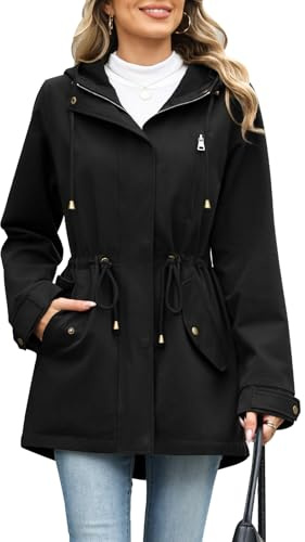 Vancavoo Veste Femme Mi-Saison en Coton Blouson Automne avec Capuche