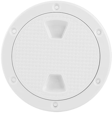 Akozon Trappe D'inspection de Plaque de Pont Antidérapante Ronde de 4 Pouces avec Couvercle à Vis Détachable Joint Torique pour Yacht de Bateau Marin