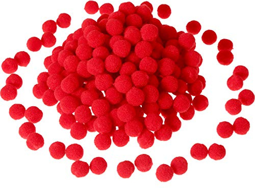 250 mini pompones pequeños esponjosos para decoración, manualidades, bricolaje, rojo (12 mm)