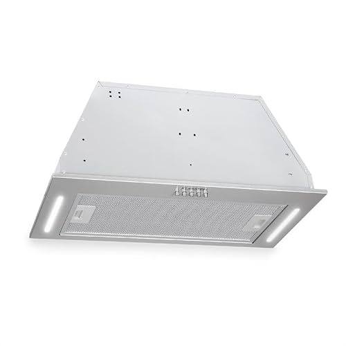 Klarstein Down Under - Cooker Extractor Hood, Exhaust Hood, Built-in, 60cm, 590 m³ / h Exhaust Air, 190 Watt Motor Power in 3 Steps, LED, Stainless Steel, 61 dB Quiet, Mounting Set, Silver