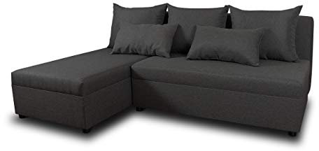 Ecksofa Pono mit Schlaffunktion - Couchgarnitur, Eckcouch, Sofa, Sofagarnitur, Bettsofa, L-Form Couch, Schlafsofa - Ottomane Universal (Dunkelgrau (Sawana 05))