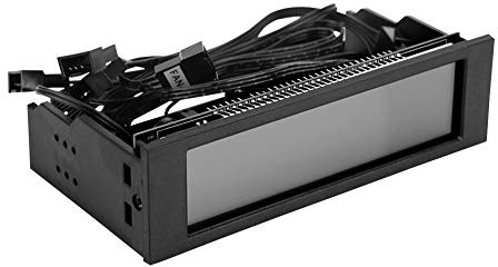 Denash Computer Fan Controller, 5-Fans Speed CPU Temperature Sensor Controller Computer Cooling Fan Drive Bay Front LCD Panel