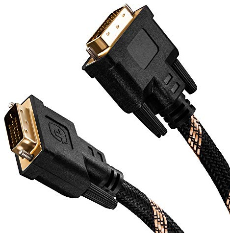 Dvi to Dvi Cable 12Ft,Nylon Braided DVI-D 24+1 Dual Link Male to Male Digital Video Cable Gold Plated with Ferrite Core Support 2560x1600 for Gaming, DVD, Laptop, HDTV and Projector (12Ft/4M)