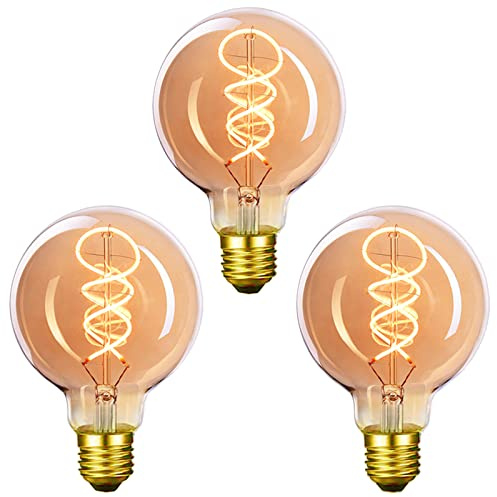 massway Edison Vintage Glühbirne, LED Vintage Glühbirne E27 G80 4W Warmweiss Antike Wicklung Filament LED Glühlampe, Ideal für Nostalgie und Retro Beleuchtung im Haus Café Bar - 3 Stück