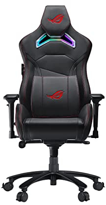 ASUS ROG Chariot – Fauteuil gaming ROG (Aura Sync RGB, Support Lombaire et Appui-tête à mémoire en Mousse à mémoire de Forme, accoudoirs 4D, mécanisme d'inclinaison, vérin à gaz Durable)
