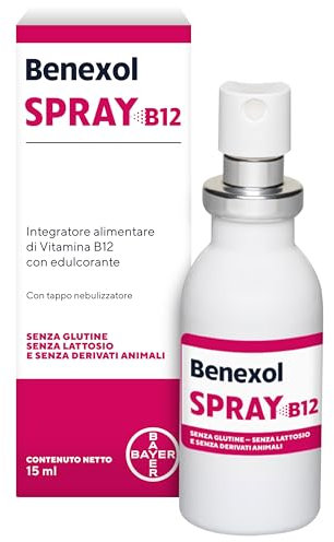 Benexol B12 Spray Integratore B12, Vitamina B12 1000 mcg, Integratore Alimentare di Vitamina B12 Sublinguale Vegan, 15 ml