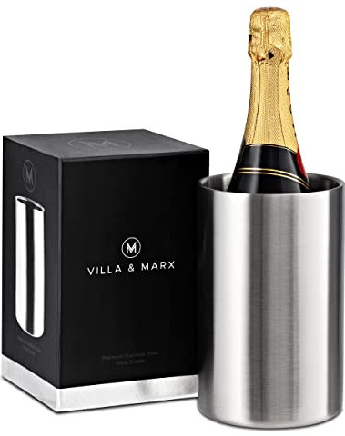 Villa & Marx Refrigeratore per Bottiglie Vino - Raffredda in Acciaio Inox - Glacette Champagne e Spumante Refrigerante - Rinfresca e Secchiello per Ghiaccio da Tavolo
