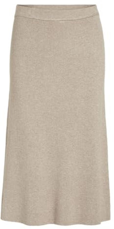 VILA VICOMFY A-Line Knit Skirt- Noos, Gonna Midi Donna, Natural Melange,