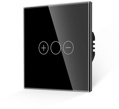 JIMEIDA Dimmer Switch for LED Light,Touch Light Switch Black Tempered Glass Panel with LED Backlight,No Neutral Wire Required 86 * 86MM,AC 240V