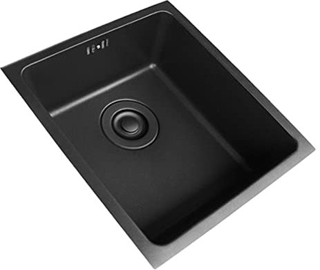 Black Stainless Steel Square Sink - 54*44*20cm - Undermount - Single Hole - Rear Drain - Classic Style - Includes Drainage System and Gloves
