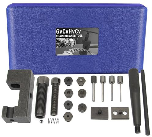 Motorcycle Chain Breaker Rivet Tool, 19pc Chain Brake Tool Set, Chain Link Cutter Removal Tool For Motorcycle Bike Atv Cam & 25 To 930 Chains