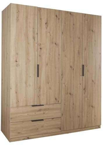 Composad | Armadio della Linea ESPRESSO con 4 Ante e 2 Cassetti, Armadio Contenitore, Salvaspazio, per Camera da letto, Lavanderia, (LxAxP) 162,2x200x58,2 cm, Colore Rovere Oak Mielato, Made in Italy
