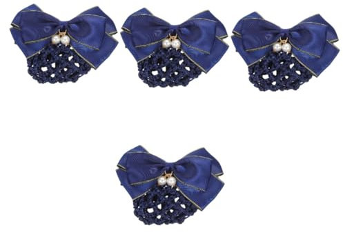 MAGICLULU 4 Stück Haarnadel Haarschmuck Für Frauen Gebäck Brötchen Netz Bowknot-haargummi Brötchenhalter Netz Haarschmuck Für Mädchen Frauen Haarnetze Kopfbedeckung Krawatte Fräulein Stoff