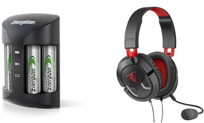 Energizer Battery Charger, Recharge Pro, for AAA and AA Batteries & Turtle Beach Recon 50 Gaming Headset for PC, PS5, PS4, Xbox Series X|S, Xbox One & Nintendo Switch