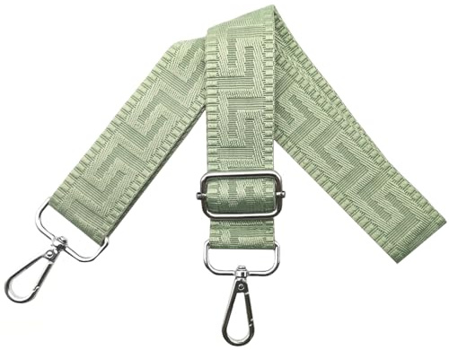 Axelrem för väska väskremmar för ombyte, justerbar väskrem bred 3,8 cm med silver karbinhake – fickband axelrem bärrem för handväskor dam, ren grön, K21