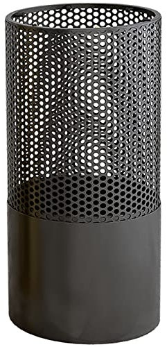 PGKTKCWH Umbrella Stands,Round Metal Mesh Umbrella Bucket with Hooks, Hollow Out Storage Rack for Canes Walking Sticks Umbrellas, Patio Home Front Door Umbrella Stand/Black/23Cm * 50Cm (9.1 * 19.7)