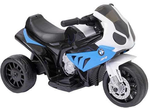 Baroni Toys Moto Giocattolo Elettrica BMW con Licenza per Bambini 1-4 Anni, Design Realistico, Manubrio Sterzante, Pedale di Accelerazione e Fanali e Suoni Funzionanti, 66x37x44 cm, Blu