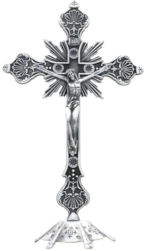 Glixoft Jesus krucifix skulptur krucifix prydnad stående krucifix staty Jesus bordsdekor för Thanksgiving jul