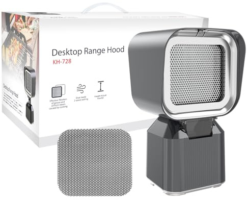 Portable Kitchen Hood, Portable Exhaust Fan For Kitchen with Adjustable Angle Height & 3 Detachable Filters, Portable Range Hood for Indoor BBQ, Hot Pot