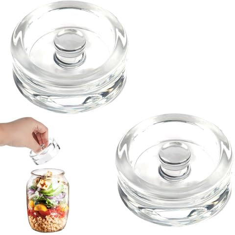 XCDMJ 2 Pack Glass Fermenting Weights (7cm) For Pickle Pebble Glass Fermentation Weights With Easy Grip Handle For Pickles,Kimchi In Wide Mouth Mason Jar Remove Excess Brine