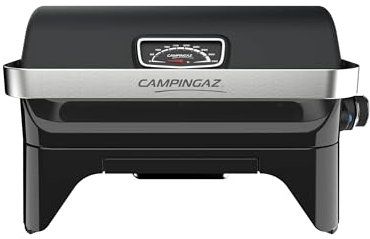 CAMPINGAZ Attitude2go Portable Balcony Gas Barbecue with Lid, Camping BBQ with Thermometer and Cast Iron Grill, Works with Standard Gas Bottles