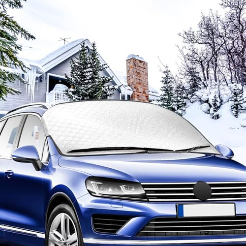 Protege Pare Brise Givre, Protection Pare Brise Hiver protège Pare Brise Hiver Couverture Pare Brise Voiture Pare Brise Repliable Universelle pour Anti Givre,Neige,Glace,UV,Pluie & Soleil