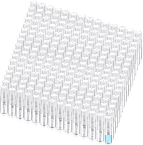 Zhehao 200 Pcs Mini Spray Bottles 2 ml Clear Glass Perfume Bottles Refillable Fine Mist Perfume Atomizer Portable Empty Sample Containers for Cleaning, Essential Oils, Travel (Clear Cap)