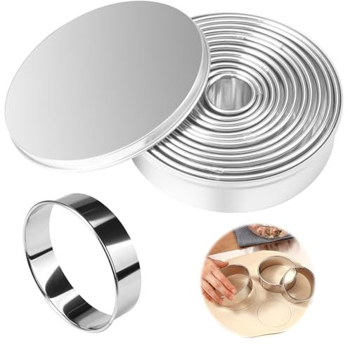 12 Stück Ausstecher Rund, Ausstechformen Rund mit Aufbewahrungsbox, Ringe Keksformen Edelstahl, Keksausstecher Rund, Donut Ausstecher Ring, Rund Plätzchen Ausstecher, zum Backen Von Teig Gebäck