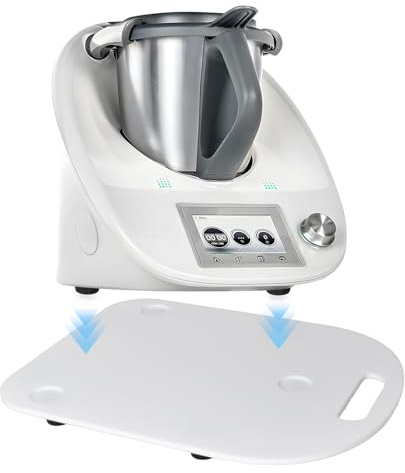Dokeno Gleitbrett für Thermomix TM6 TM5, Brett für Thermomix mit Rollen & Handgriff, müheloses Verschieben Rollbrett aus Acryl/Bambus, Küchenmaschine Zubehör Unterlage Brett (Acryl, Weiß)