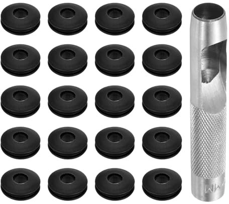 QUARKZMAN Kit de Herramientas de Ojales para Lona, 12mm Alicate Blanco para Ojales, 20Pcs Arandelas de Plásticos Ojales para Lonas Textiles Cortinas Carpas Toldos Sujeción Clip, Negro