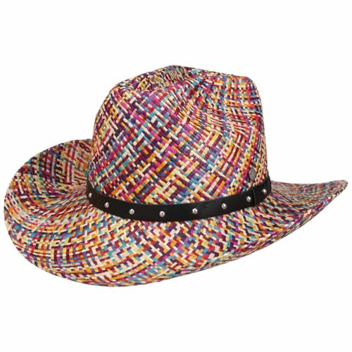 LIERYS Multicolour Cattleman Panamahut Ledergarniturband Damen Herren Frühling Sommer bunt S (55-56 cm)
