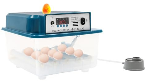 Eierinkubator Brutautomat Vollautomatisch Bruteier-Inkubator für 16 Eier Bruteier-Inkubator 24x21x18cm mit Automatischem Wenden der Eier und Automatischer Befeuchtung