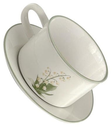 OSOLADY 1set Tazze Ceramica Con Sottobicchieri Elegante Tazza Decorativa Per Caffè Latte e Bevande Design Minimalista Per Ufficio e Ristoranti Alta Capacità e Comoda Presa